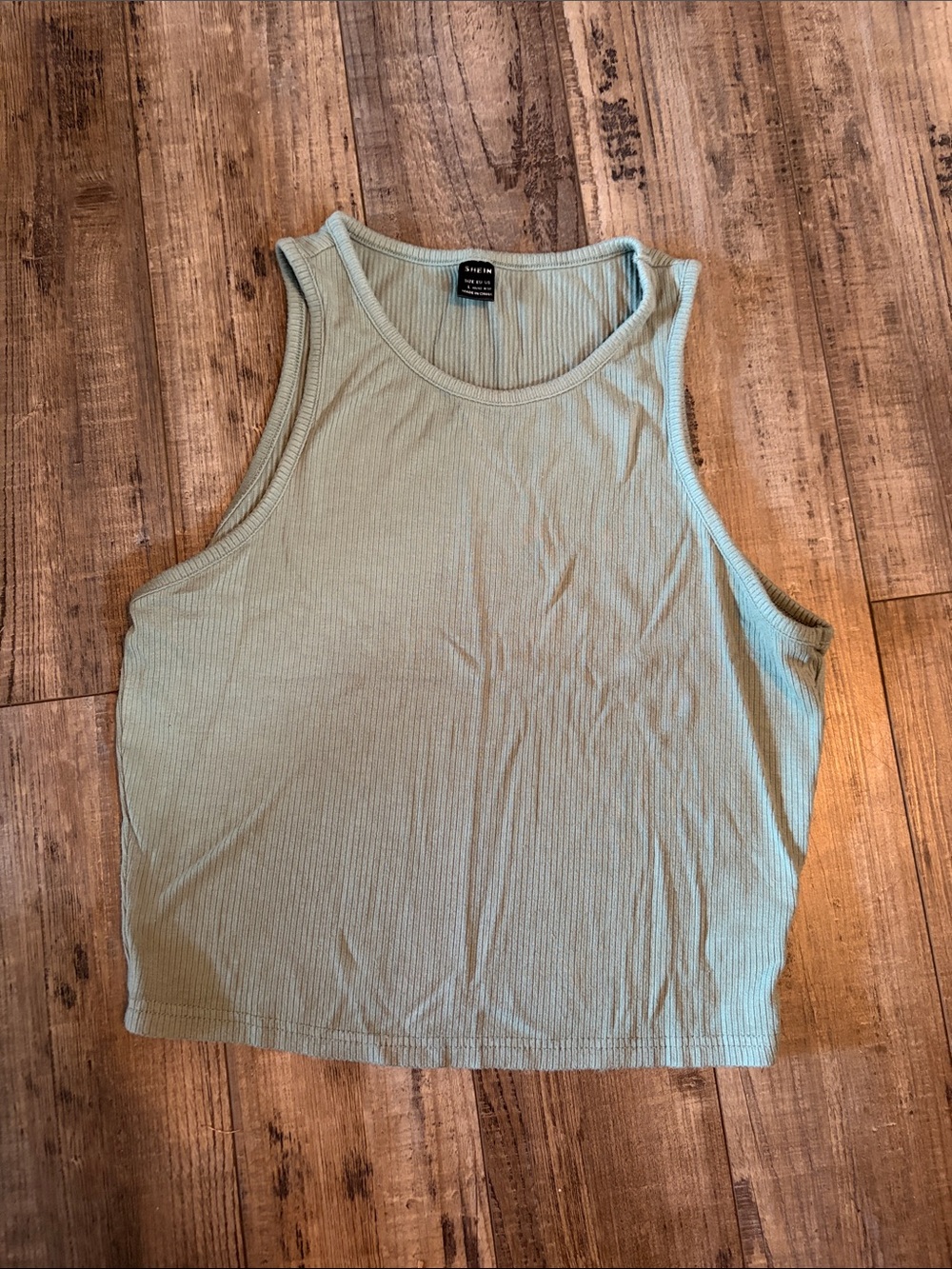SHEIN Ribbed Tank Top in Light Sage Green